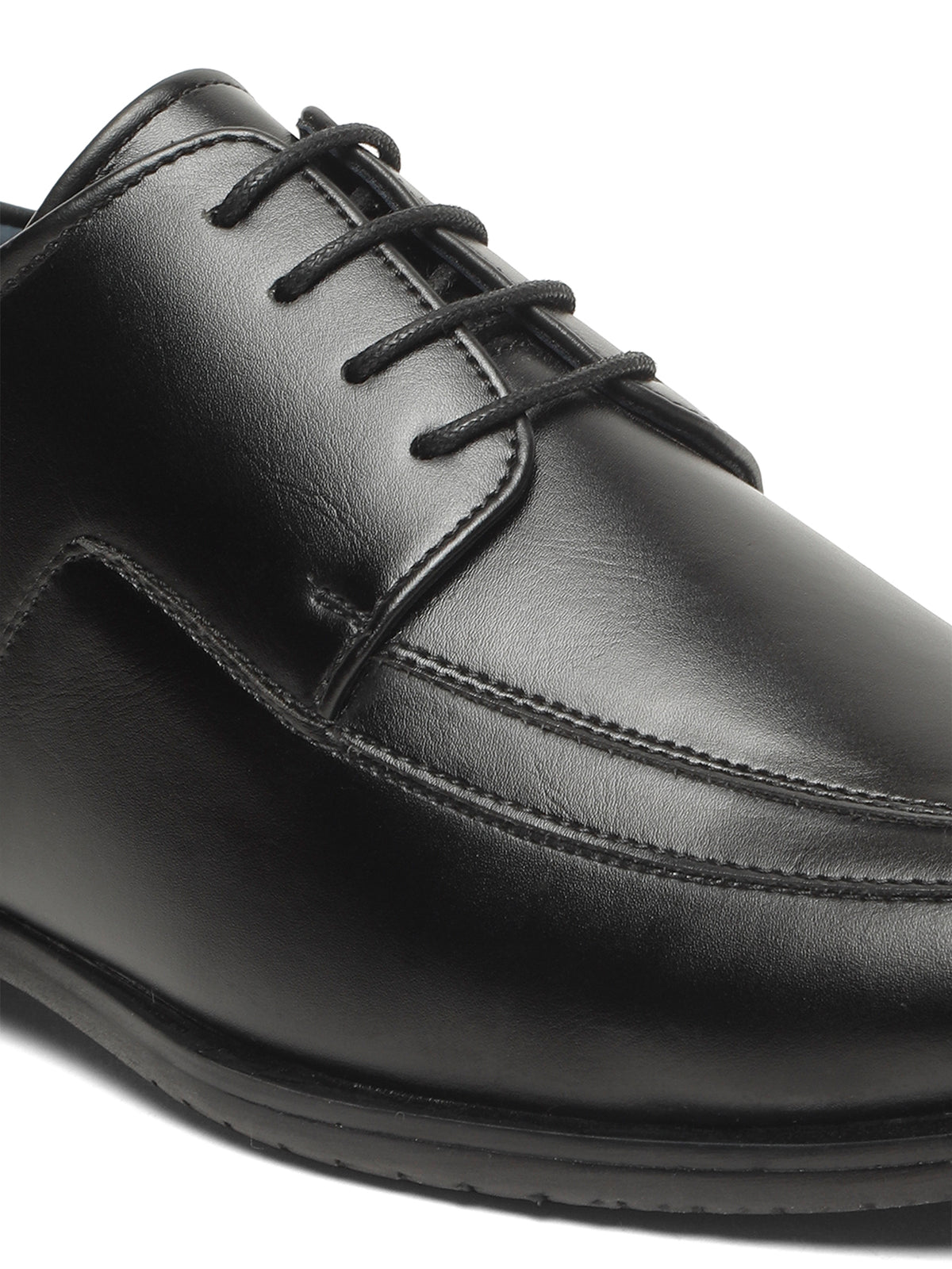 KOSHER Men's Black Synthetic Leather Lace-Up Formal Derby Shoes