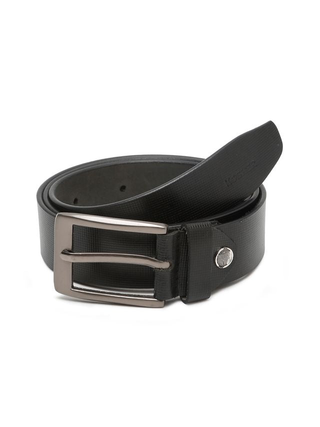 KOSHER Black Color Men's Textured Genuine Leather Belt With Antiqe Finish Buckle – Elegant Textured Finish Belt