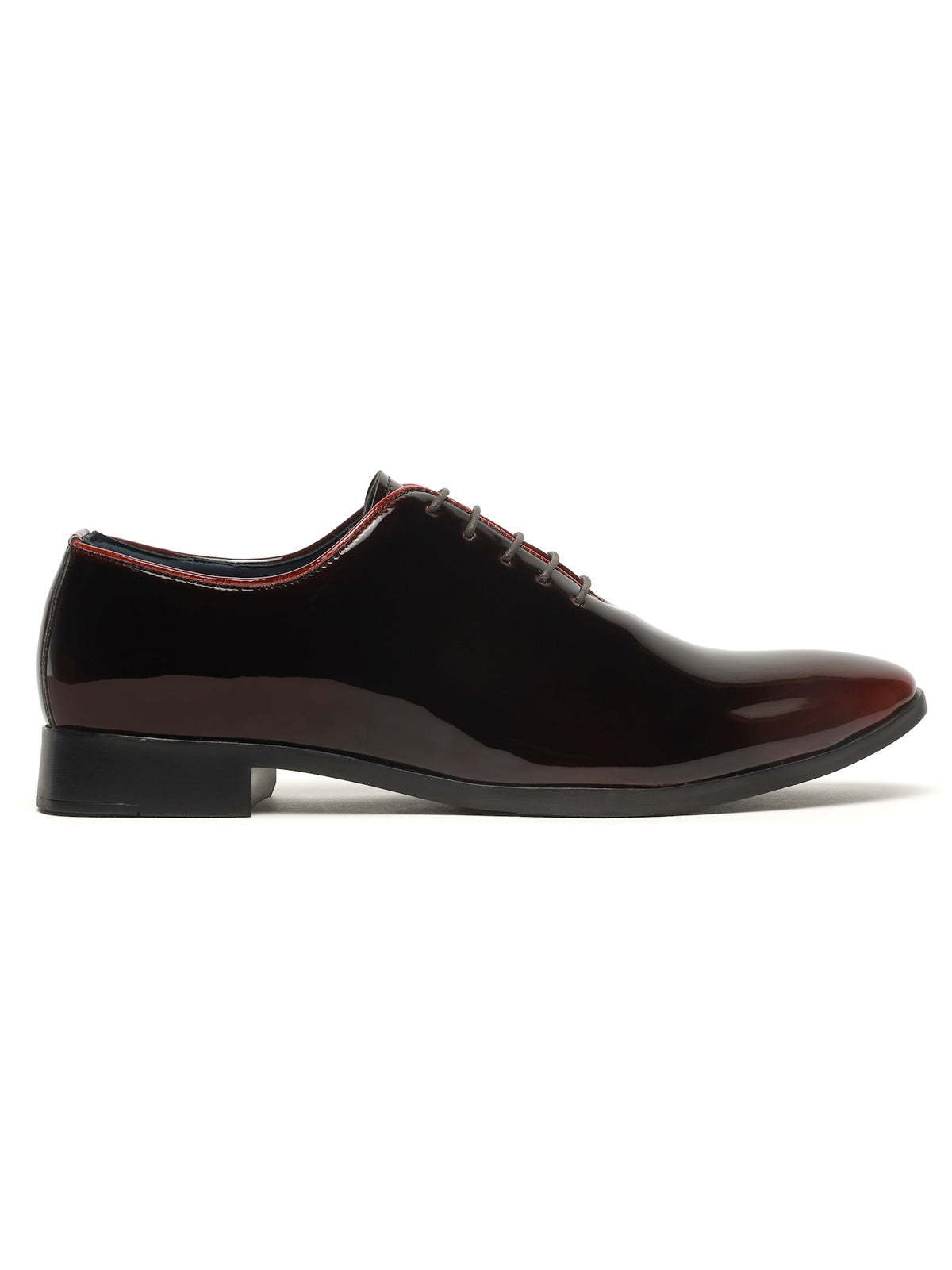 KOSHER Men’s Wine Glossy Formal Lace-Up Shoes