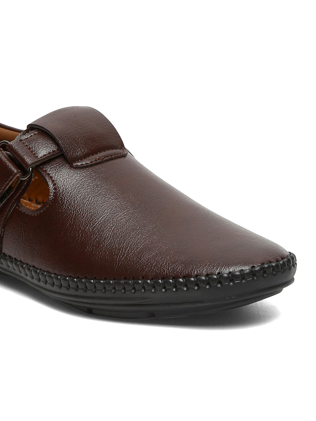 Kosher Brown Roman Faux Leather Men's Casual Sandal