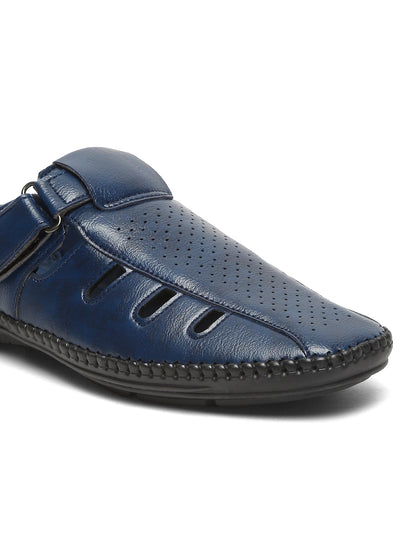 Kosher Navy Bantu Roman Faux Leather Men's Casual Sandal