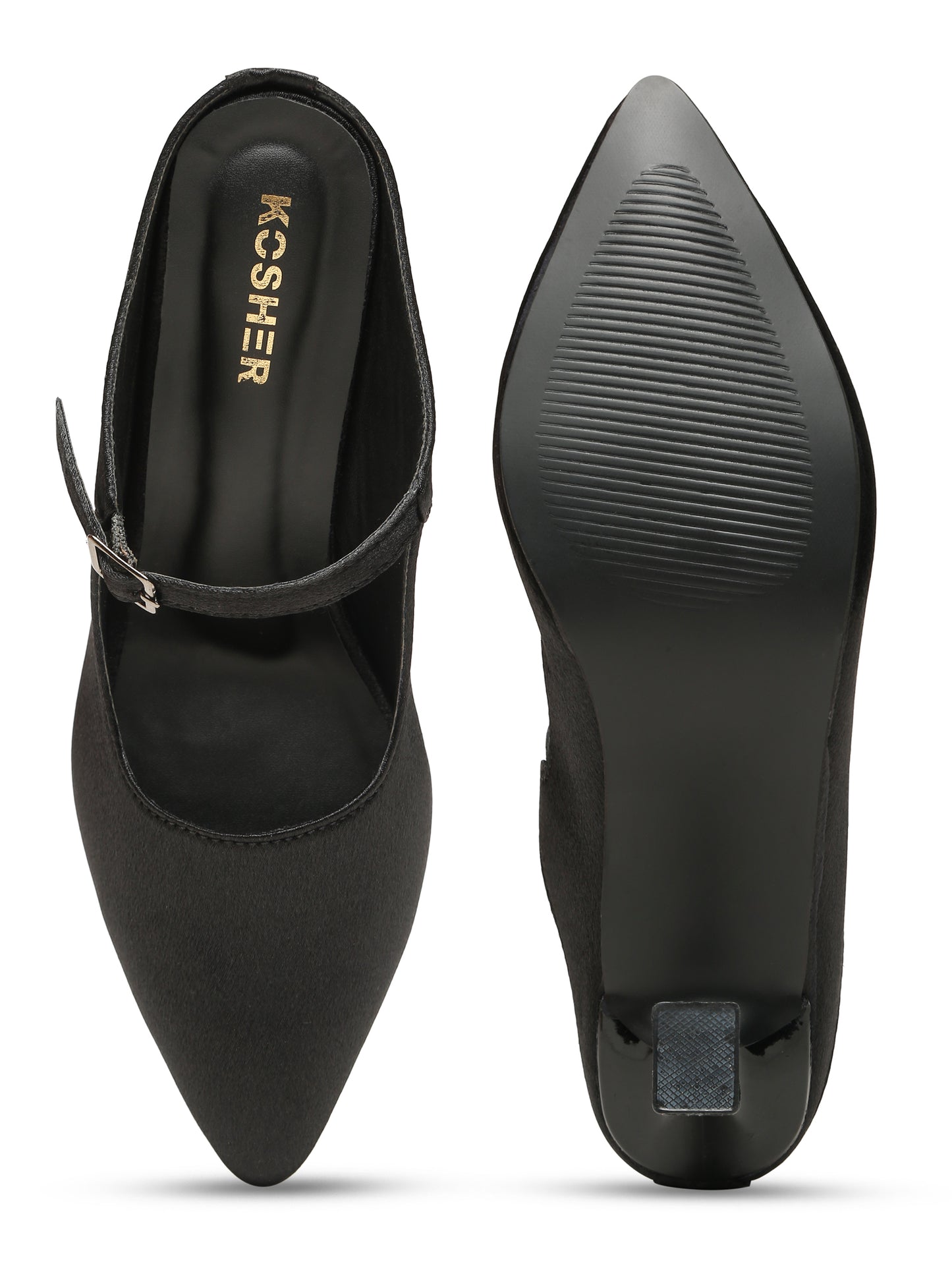 Kosher Women's Green Mules Heels – Elegant Pointed Toe Slip-On Pumps