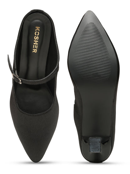 Kosher Women's Green Mules Heels – Elegant Pointed Toe Slip-On Pumps