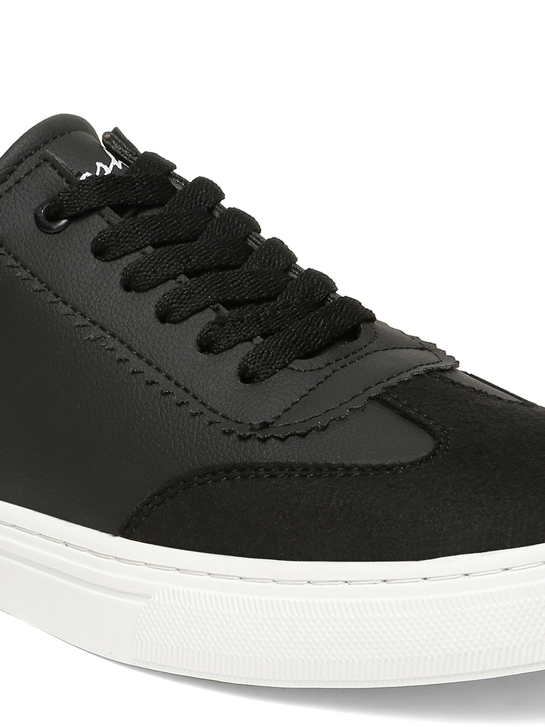 Kosher Black Suede & Synthetic Leather Low-Top Sneakers