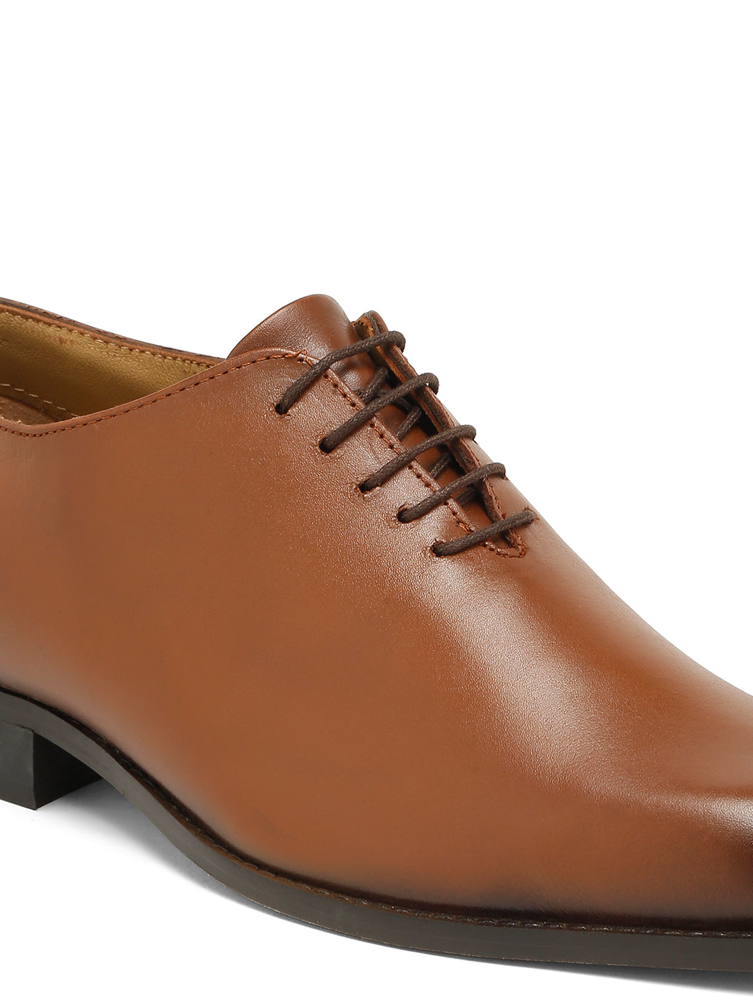 Kosher Men's Sleek Tan Plain Toe Lace-Up Formal Shoes