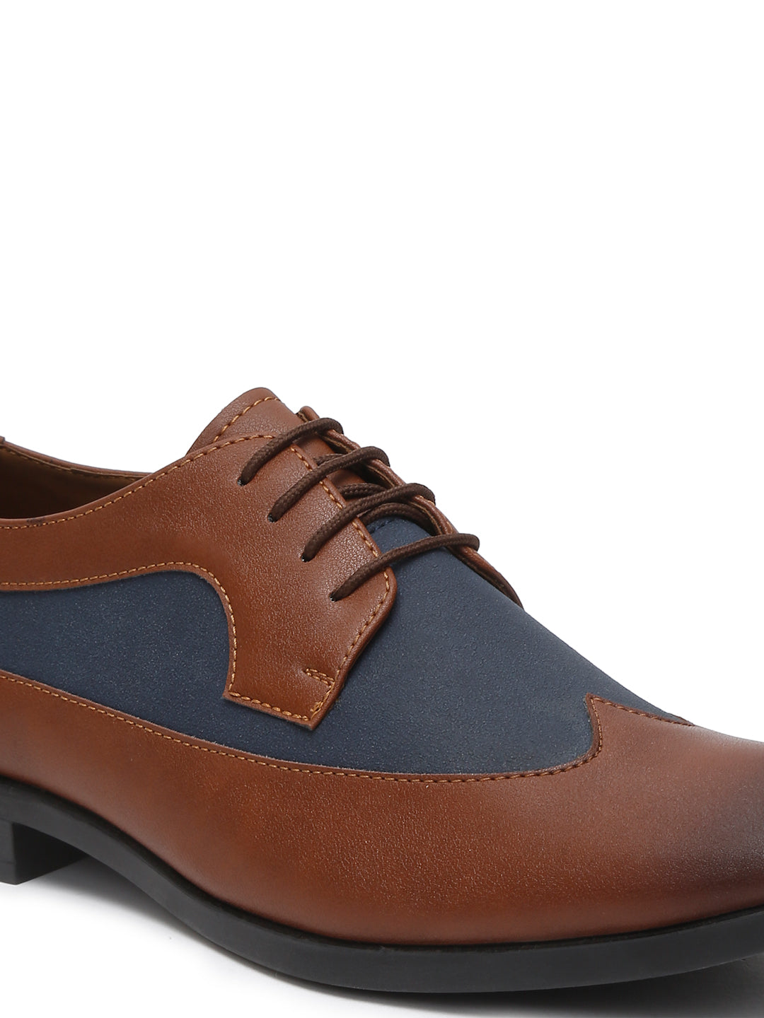 Kosher Tan/blue Color Lace-up Formal Shoes