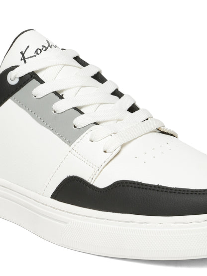 Kosher Men's Stylish Sneakers in White, Black & White