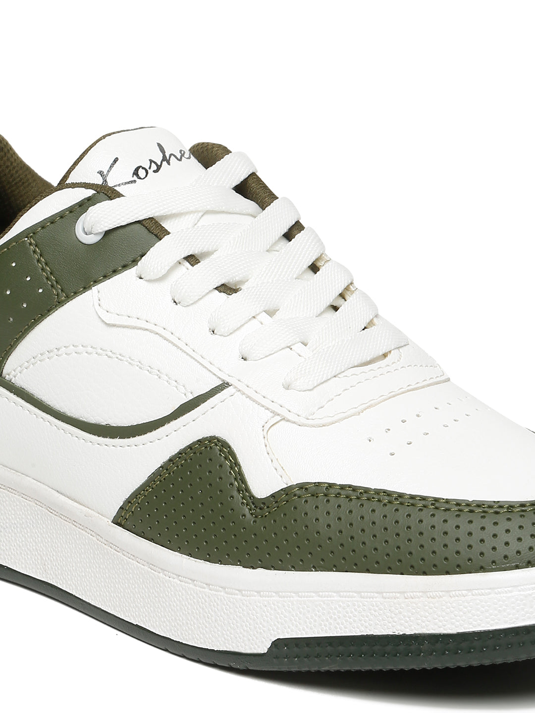 Kosher Olive Green & White Sneakers For Men