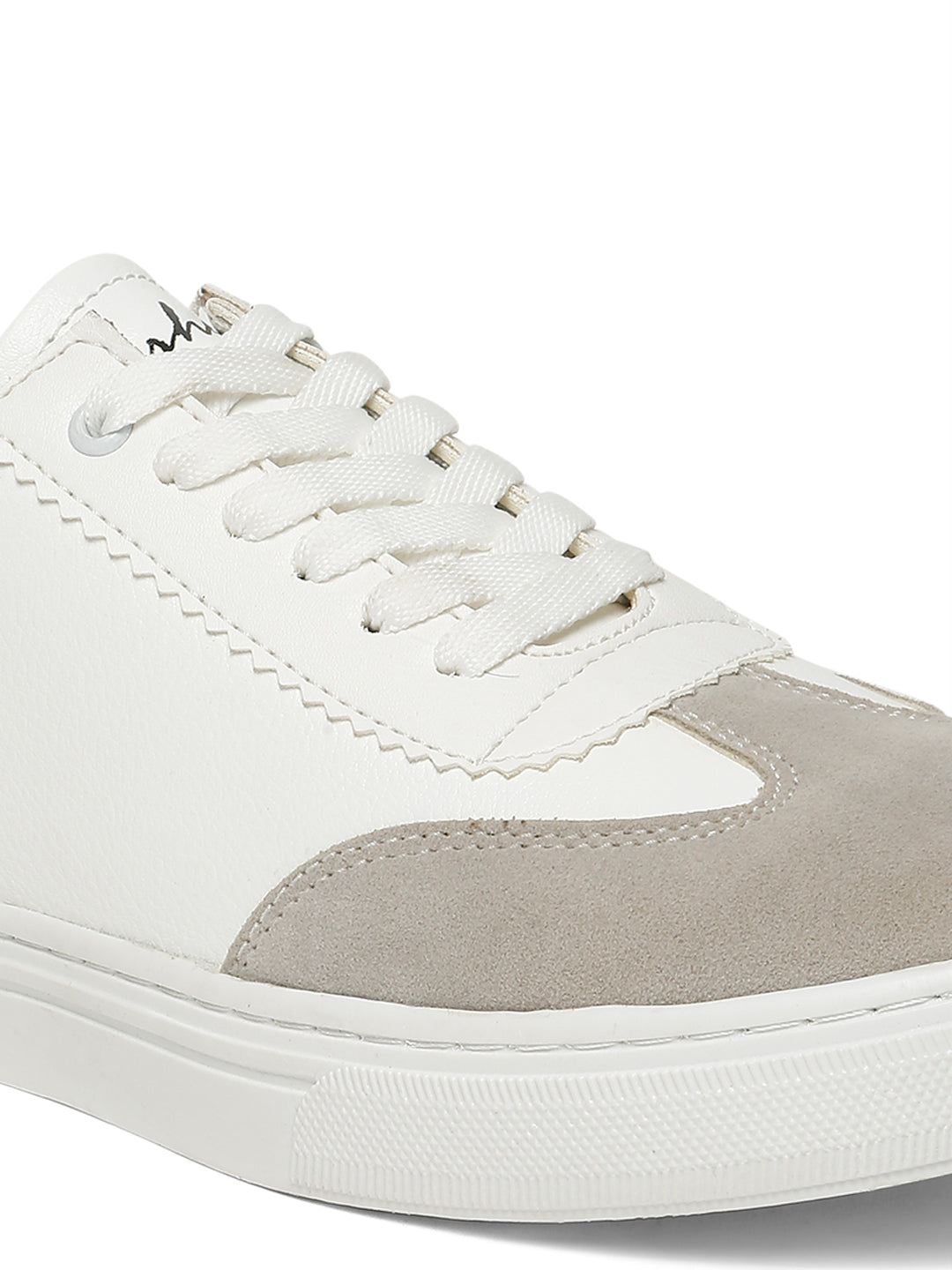 Kosher Suede and Synthetic Low-Top Sneakers in White and Beige