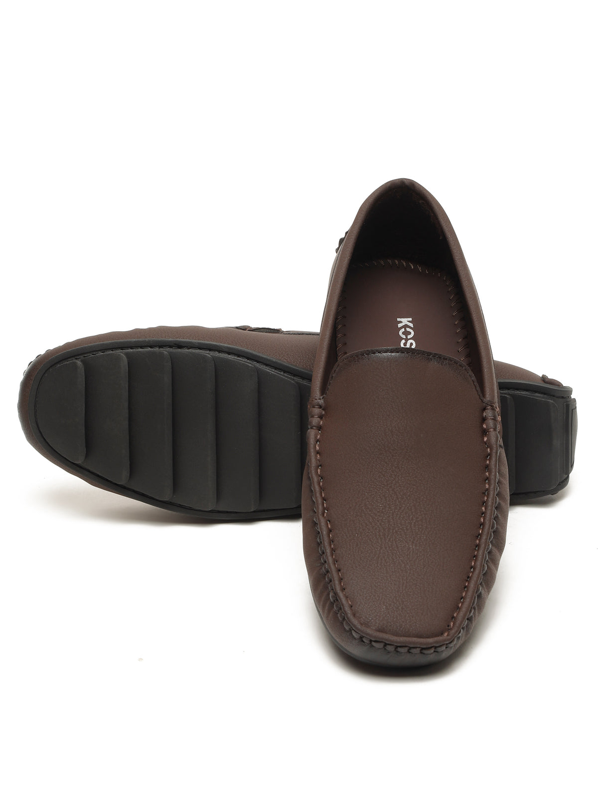 KOSHER Men's Brown Synthetic Leather Premium Driving Loafers & Casual Slip-On