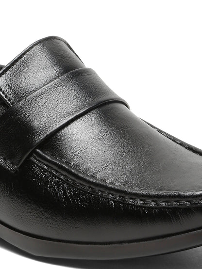 Kosher Black Color Genuine Leather Slip-On Comfort Shoes for Men