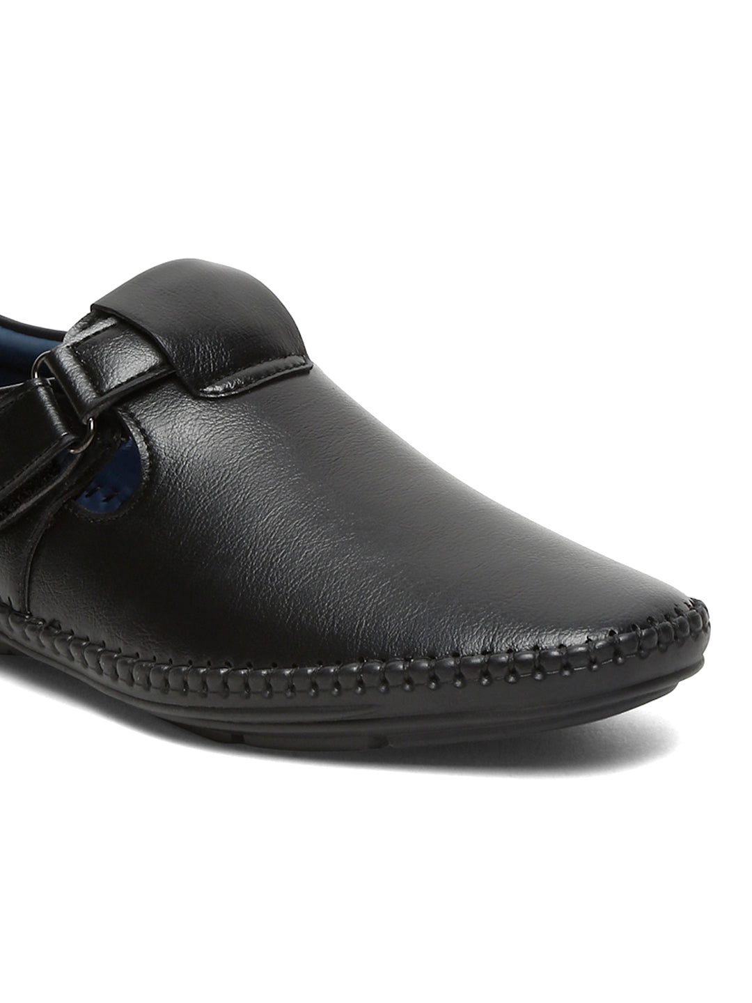 Kosher Black Roman Faux Leather Men's Casual Sandal