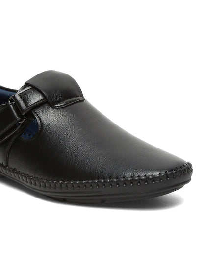 Kosher Black Roman Faux Leather Men's Casual Sandal