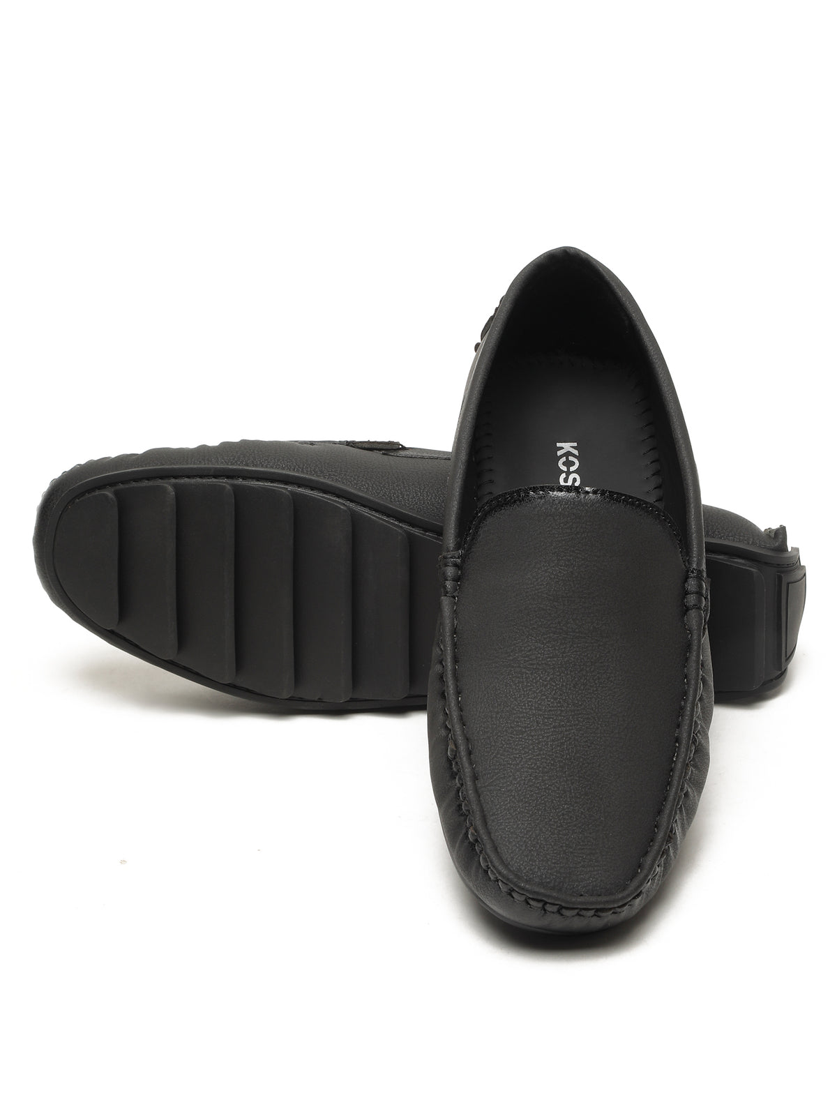 KOSHER Men's Black Synthetic Leather Premium Driving Loafers & Casual Slip-On