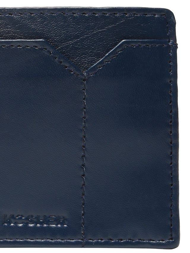 KOSHER Blue Color V Strap Premium Leather Wallet With Tich Button Coin Pocket Wallet For Men's