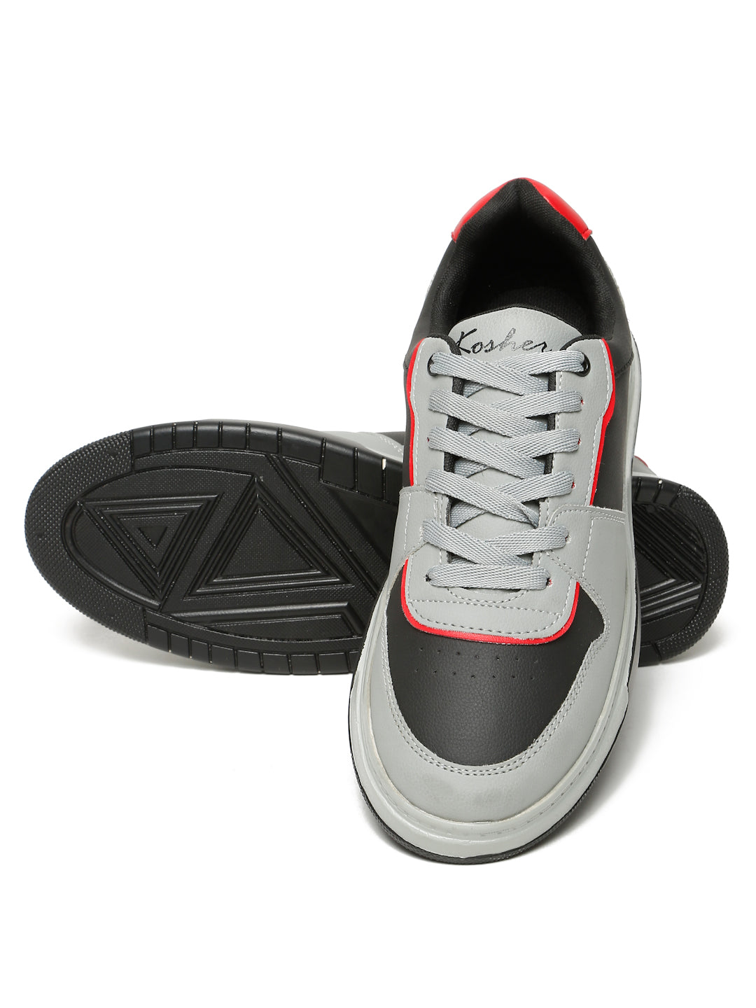 Kosher Men's Grey & Black Casual Sneakers – Stylish Everyday Footwear