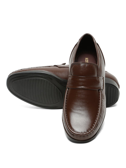 Kosher Brown Color Genuine Leather Slip-On Comfort Shoes for Men