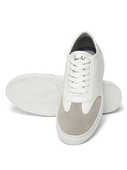 Kosher Suede and Synthetic Low-Top Sneakers in White and Beige