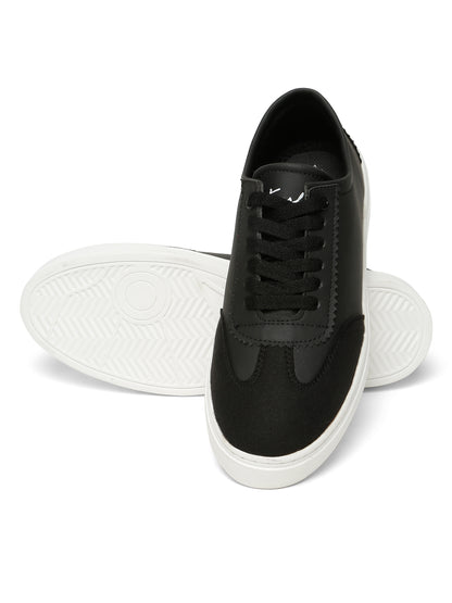 Kosher Black Suede & Synthetic Leather Low-Top Sneakers