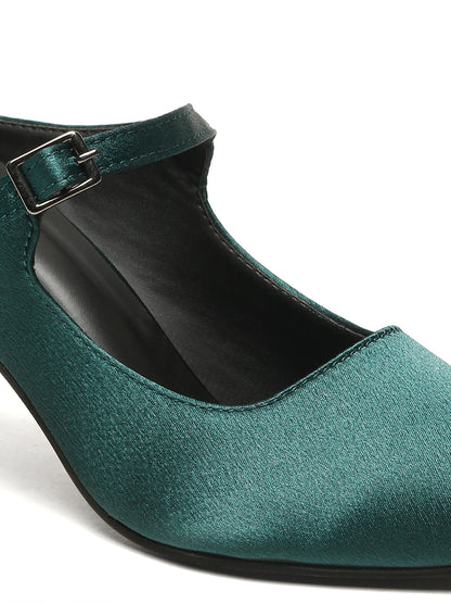 Kosher Women's Green Mules Heels – Elegant Pointed Toe Slip-On Pumps