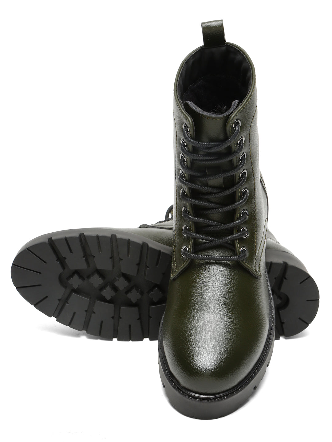 Kosher Elegant Ladies Olive Colour Lace-Up Boots - Stylish & Comfortable