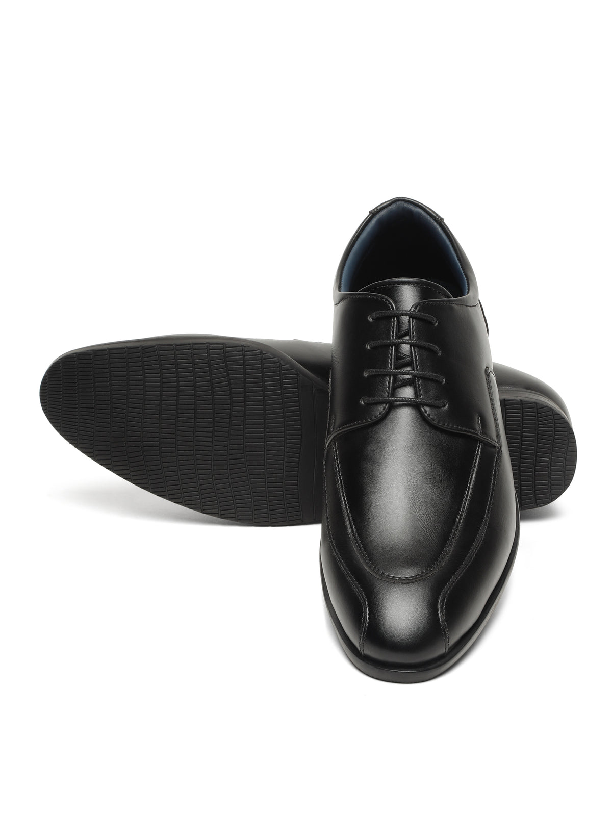KOSHER Men's Black Synthetic Leather Lace-Up Formal Derby Shoes