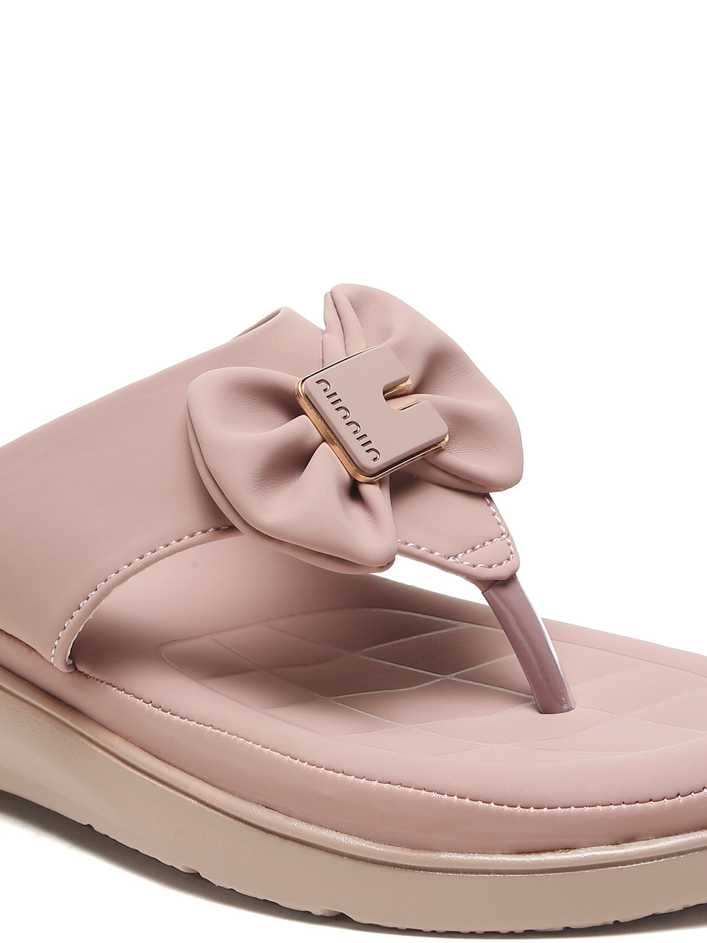 Kosher Women's Wood/Rose Platform Wedge Slides | Stylish Cross Strap Slip-On Sandals for Casual & Daily Wear