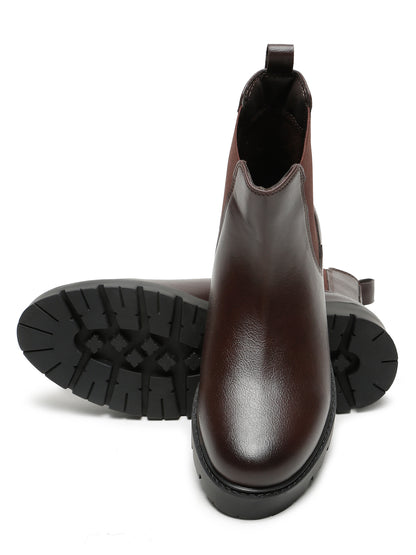 Kosher Women's Classic Brown Chelsea Boots