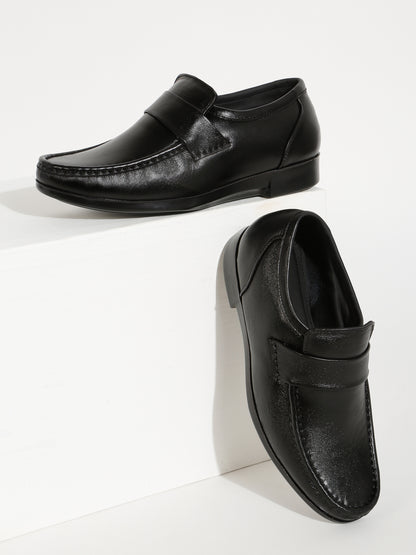Kosher Black Color Genuine Leather Slip-On Comfort Shoes for Men