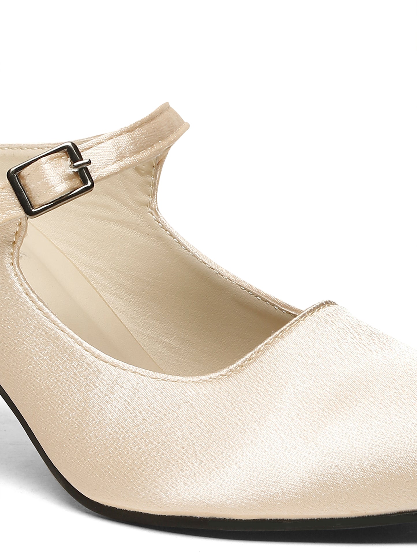 Kosher Women's Cream Mules Heels – Elegant Pointed Toe Slip-On Pumps