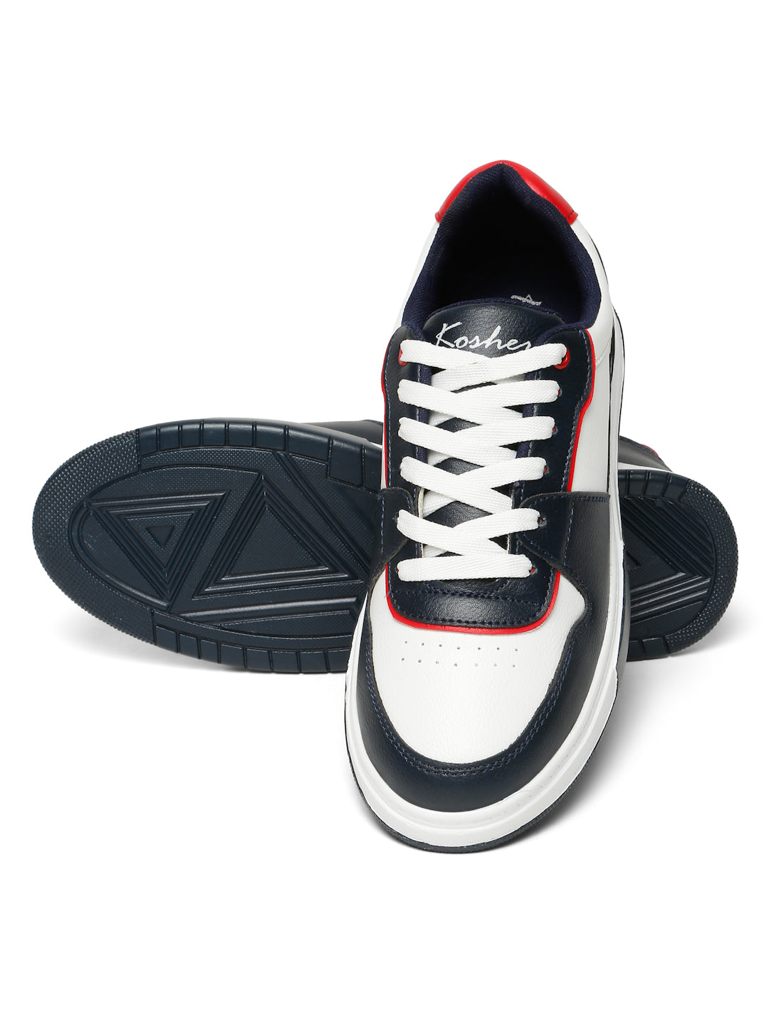 Kosher Men’s Retro Court Sneakers – Navy, White & Red