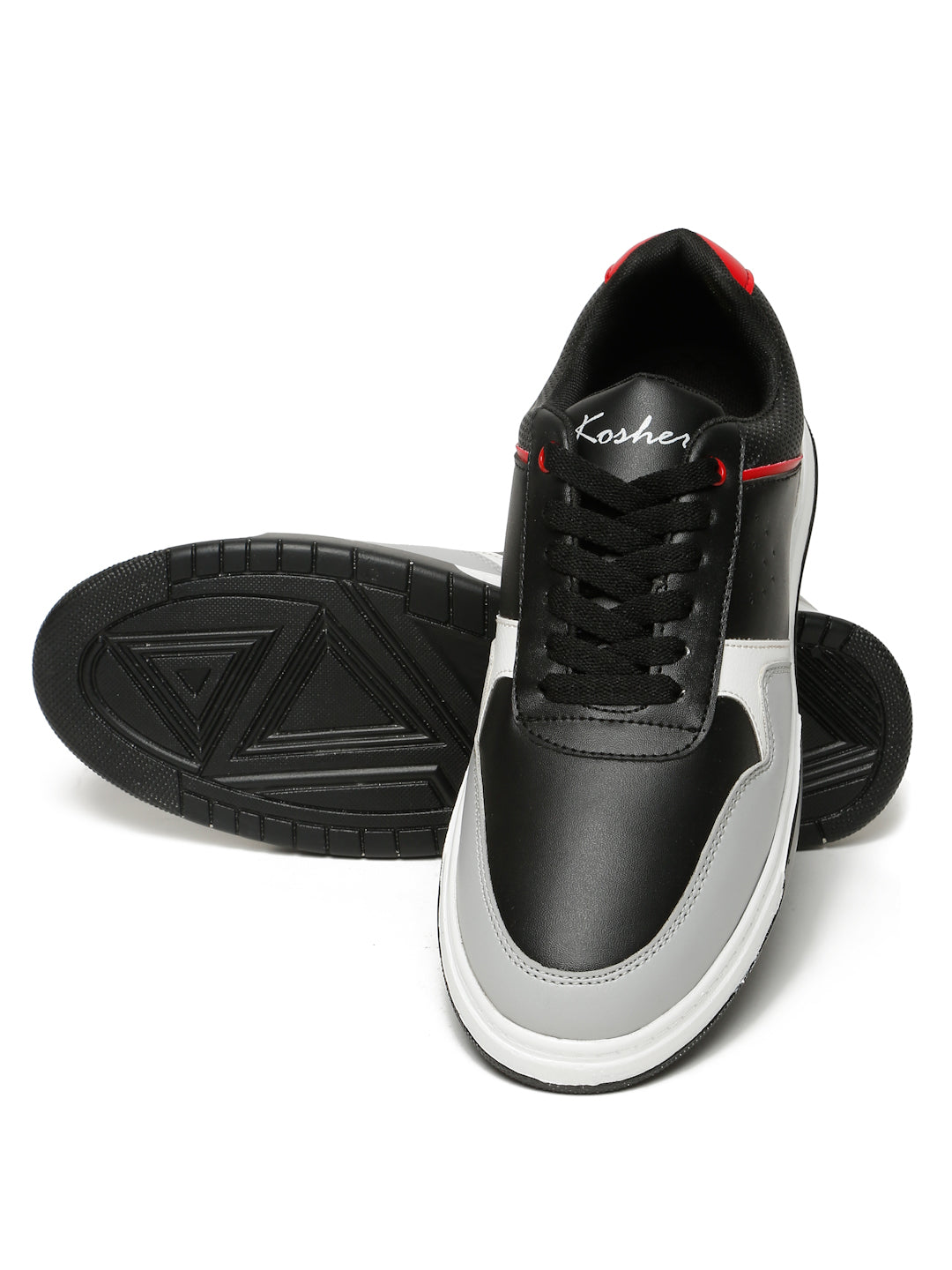 Kosher Men's Casual Sneakers - Black & Red Sneakers with White Accents