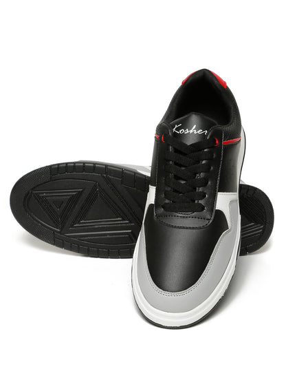 Kosher Men's Casual Sneakers - Black & Red Sneakers with White Accents