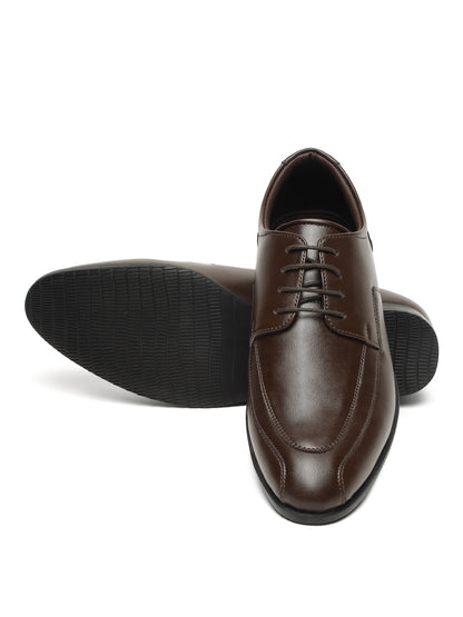 KOSHER Men's Brown Synthetic Leather Lace-Up Formal Derby Shoes