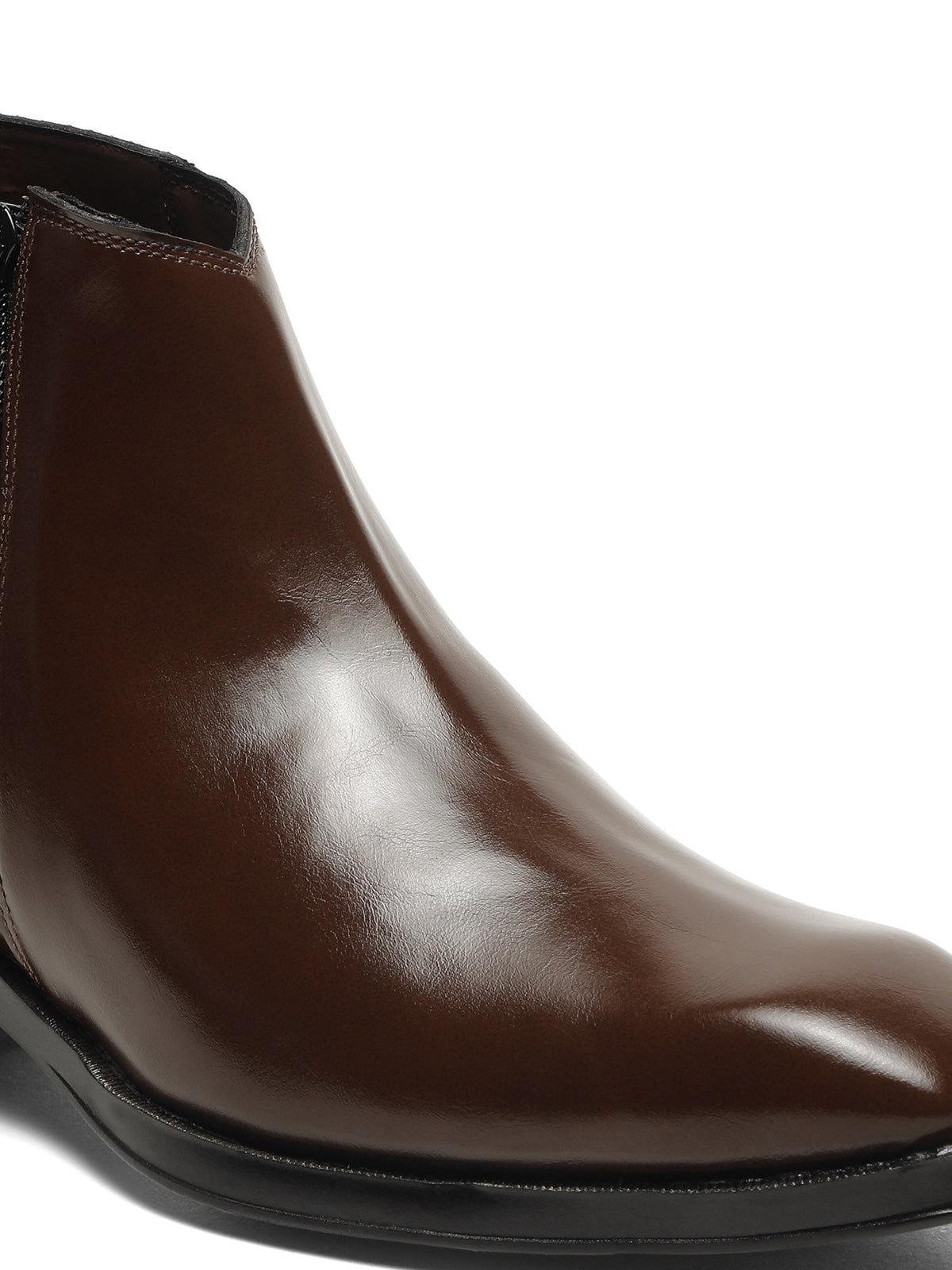 Kosher Men's Premium Brown Synthetic Leather Ankle Chelsea Boots with Side Zip Closure and Cuban Heel