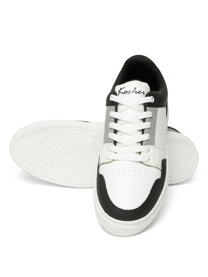 Kosher Men's Stylish Sneakers in White, Black & White