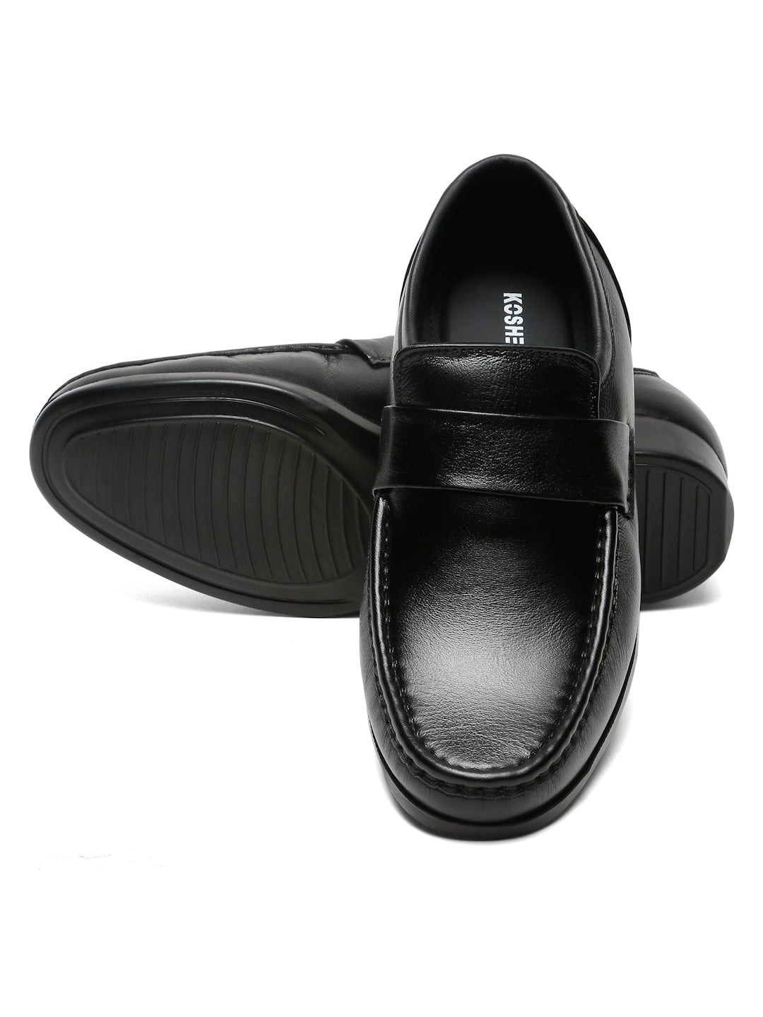 Kosher Black Color Genuine Leather Slip-On Comfort Shoes for Men