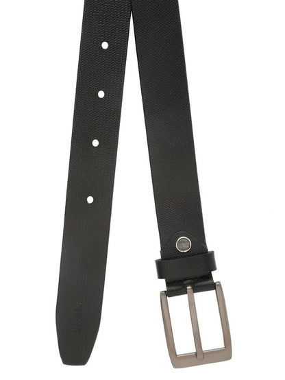 KOSHER Black Color Men's Textured Genuine Leather Belt With Antiqe Finish Buckle – Elegant Textured Finish Belt
