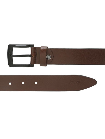 KOSHER Brown Color Men's Genuine NDM Leather Belt With Matte Black Buckle – Classic Formal & Casual Wear