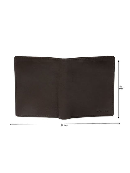 KOSHER Brown Color Men's Genuine Leather Bi-Fold Wallet With Zipper Pocket And ID Window