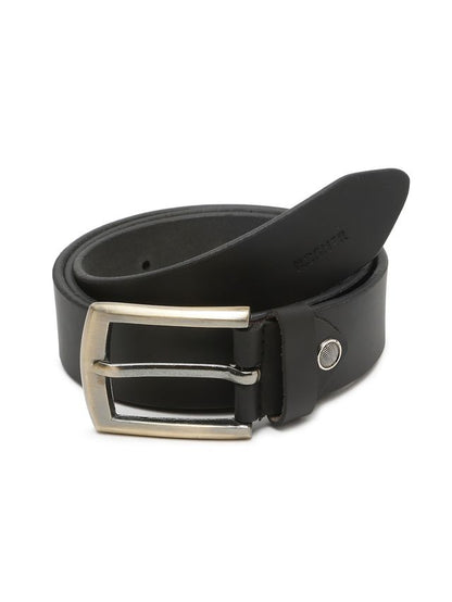 KOSHER Black Color Men's Genuine Leather Belt with Antique Brass Finish-Buckle