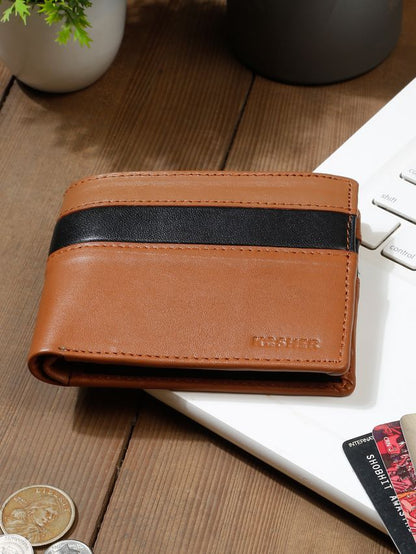 KOSHER Tan Color Premium Soft Leather With Zipp Coin Pocket Wallet for Men's