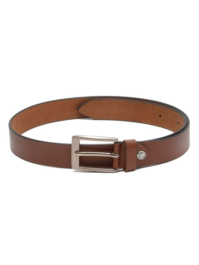 KOSHER Brown Color Men's Textured Genuine Leather Belt With Antiqe Finish Buckle – Elegant Textured Finish Belt