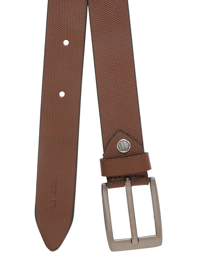 KOSHER Brown Color Men's Textured Genuine Leather Belt With Antiqe Finish Buckle – Elegant Textured Finish Belt