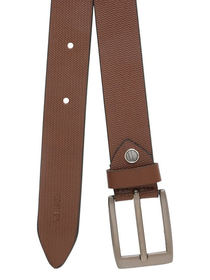 KOSHER Brown Color Men's Textured Genuine Leather Belt With Antiqe Finish Buckle – Elegant Textured Finish Belt
