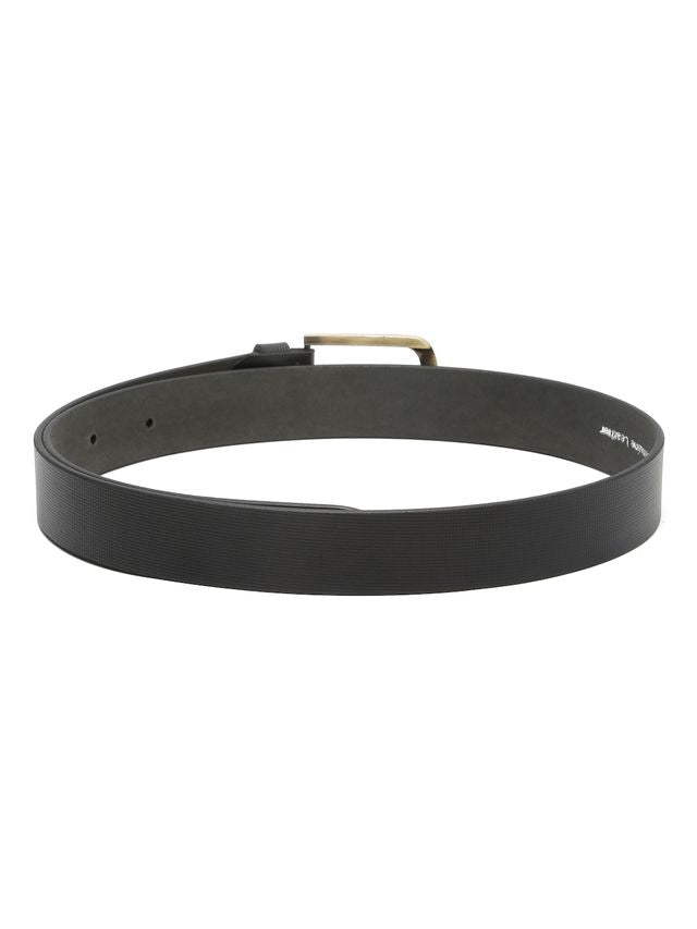 KOSHER Black Color Men's Textured Genuine Leather Belt With Antiqe Finish Buckle – Elegant Textured Finish Belt