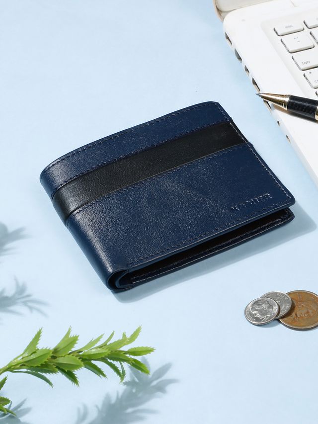 KOSHER Blue Color Premium Soft Leather With Zipp Coin Pocket Wallet for Men's