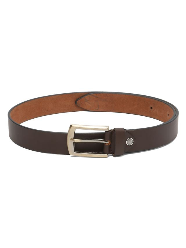 KOSHER Brown Color Men's Genuine Leather Belt with Antique Brass Finish-Buckle
