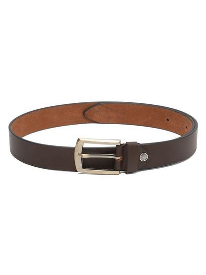 KOSHER Brown Color Men's Genuine Leather Belt with Antique Brass Finish-Buckle