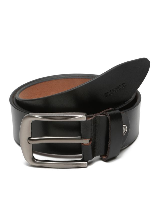 KOSHER Black Color Men's Classic Leather Belt with Antique Finish Buckle – 100% Genuine Leather Belt